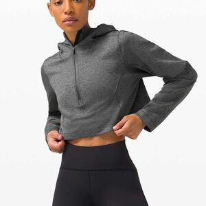 Lululemon Unleash Strength Crop Hoodie Black / Asphalt Grey 6